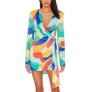 WeWoreWhat Multicolor Abstract Wrap Dress